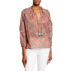 Johnny Was Workshop ramie floral blouse top